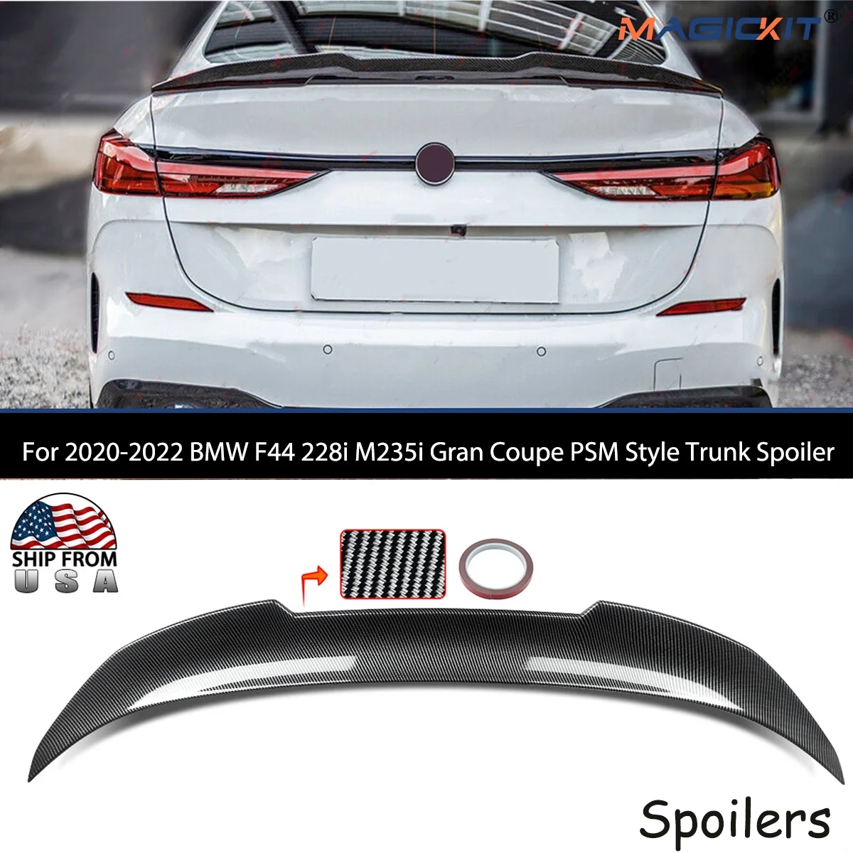 MagicKit Carbon Fiber Look Trunk Spoiler For BMW 2 Series