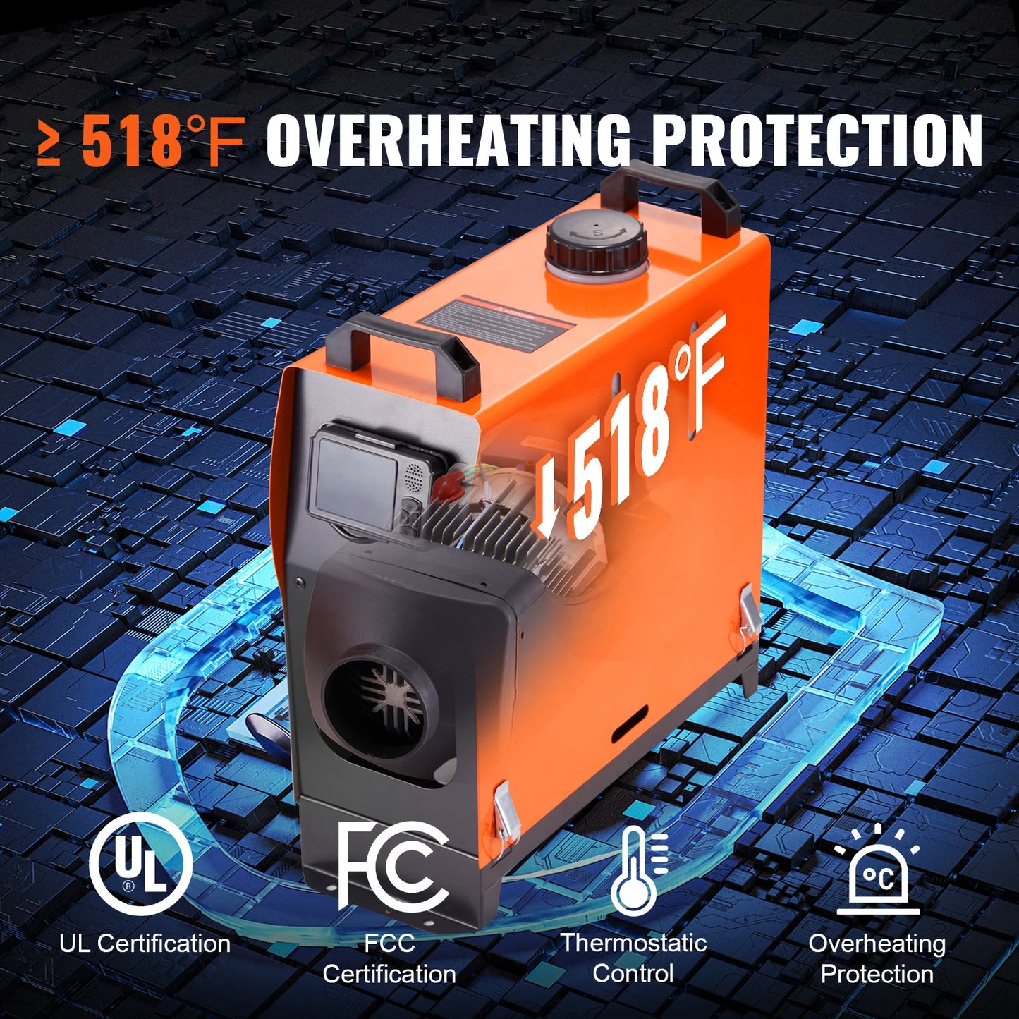 SucceBuy 8KW Diesel Air Heater Bluetooth LCD Portable Parking Heater