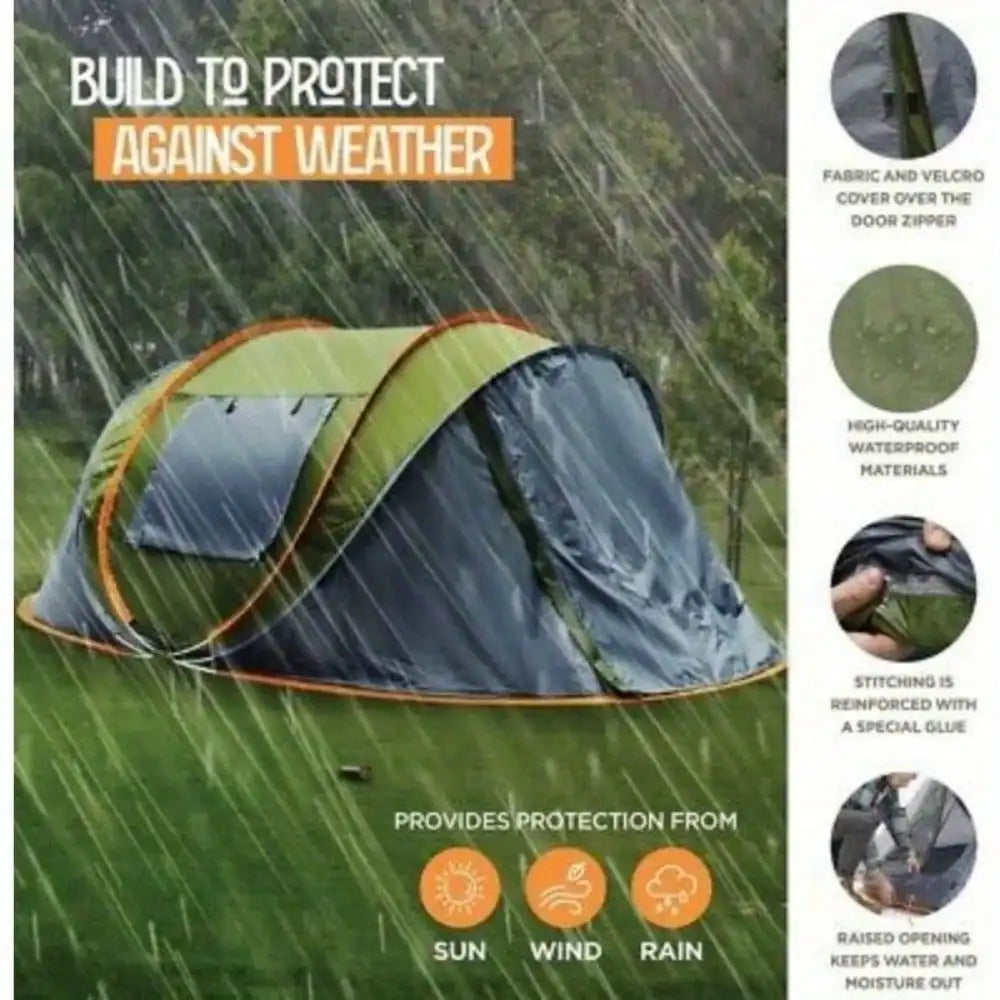 Building Camping Tent Easy Pop Up Two Doors UPF50 Waterproof