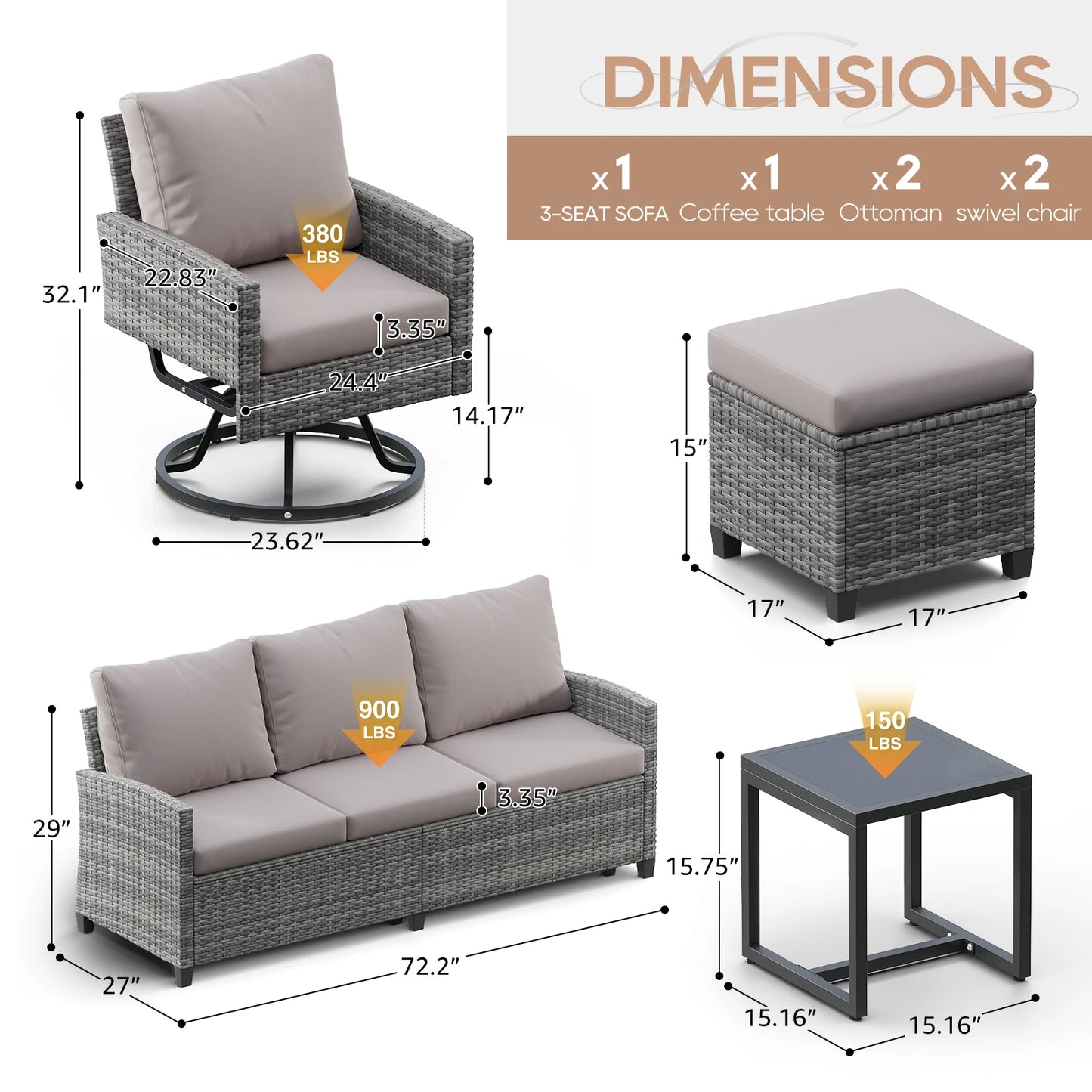 Seogwisam 6 Piece Wicker Patio Furniture Set Outdoor Conversation
