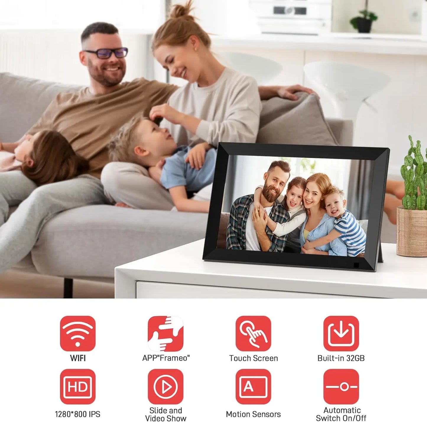 Yenock 32GB Smart WiFi Digital Photo Frame 1280x800 Touch Screen