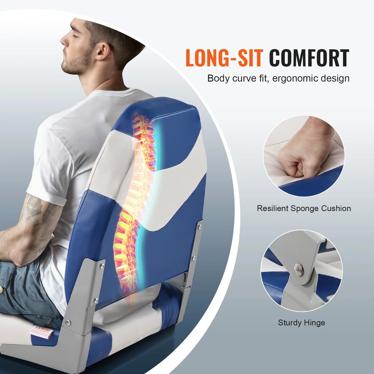 SucceBuy Folding Boat Seats High Back Captain Chair 2 Pack