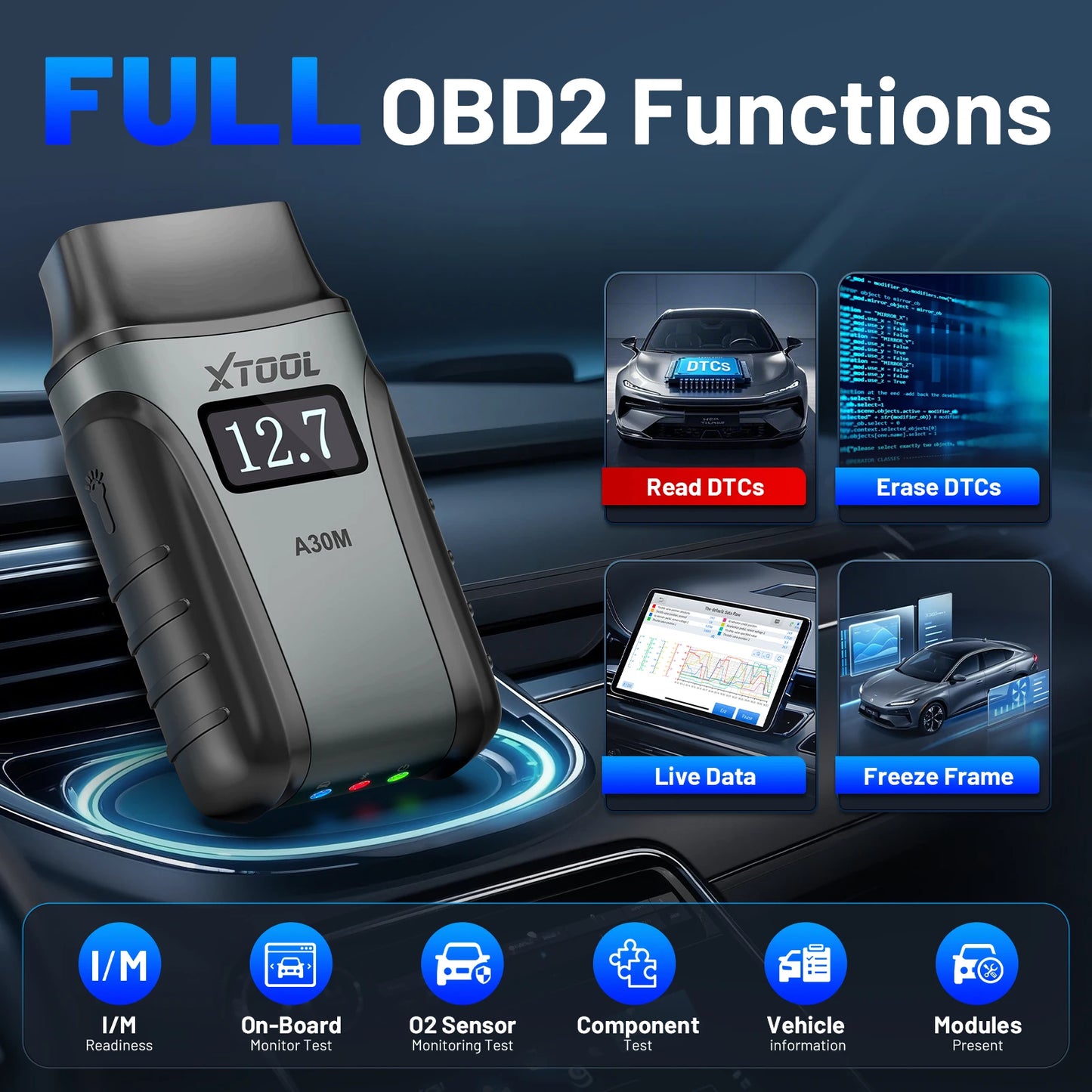 XTOOL A30M Full System Diagnostic Tool Bidirectional OBD2 Scanner