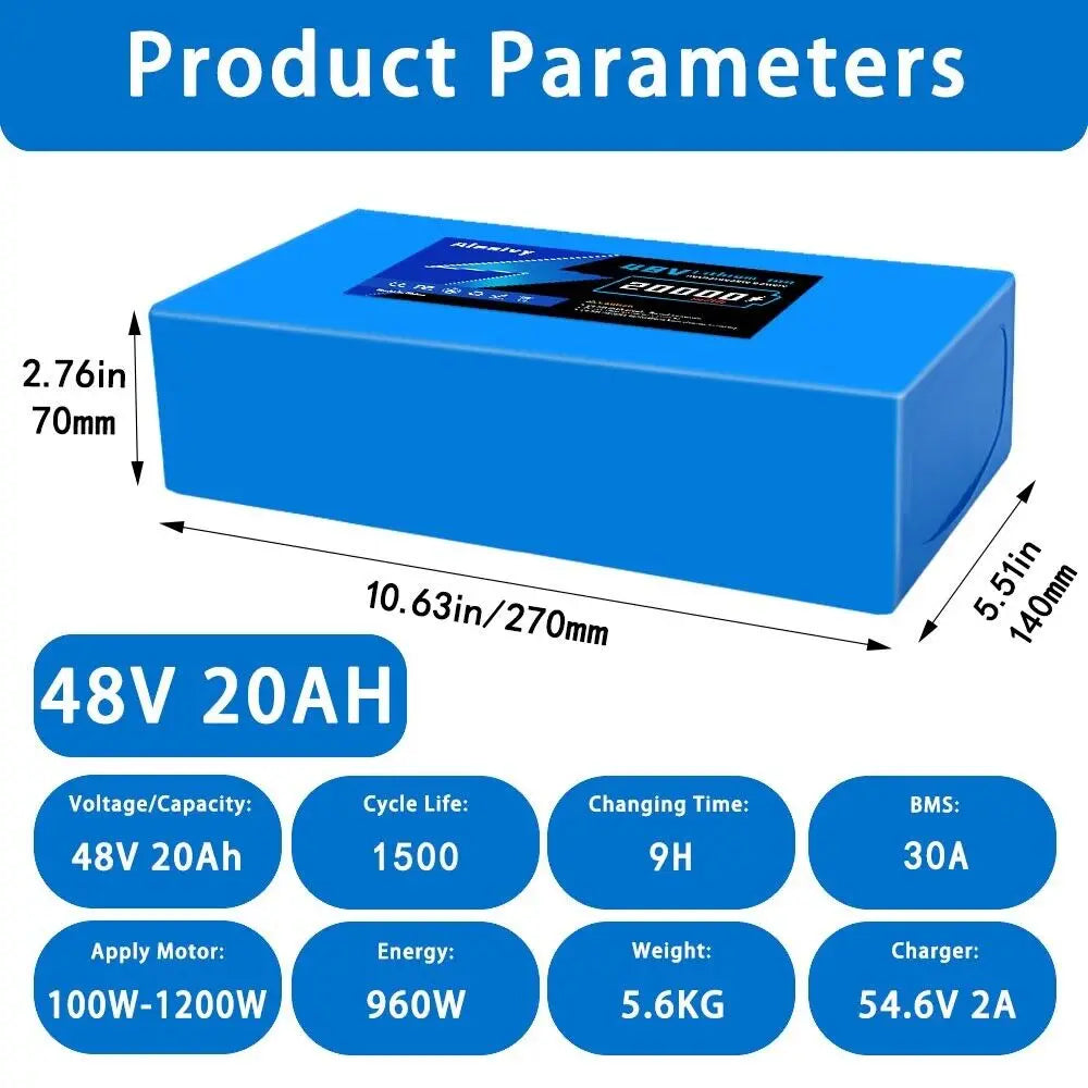 Aleaivy 48V 20Ah Lithium Battery Pack For Electric Bicycle