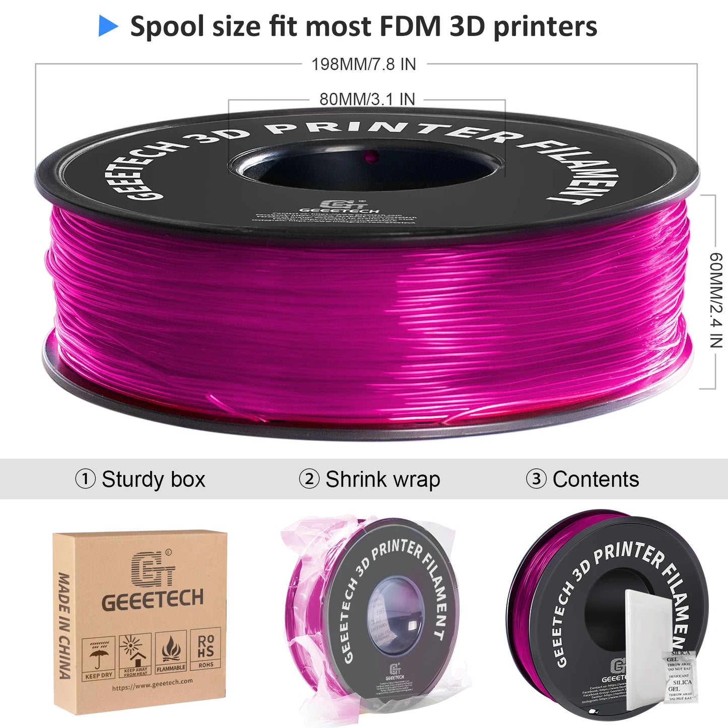 GEEETECH TPU Filament Flexible Material for 3D Printers