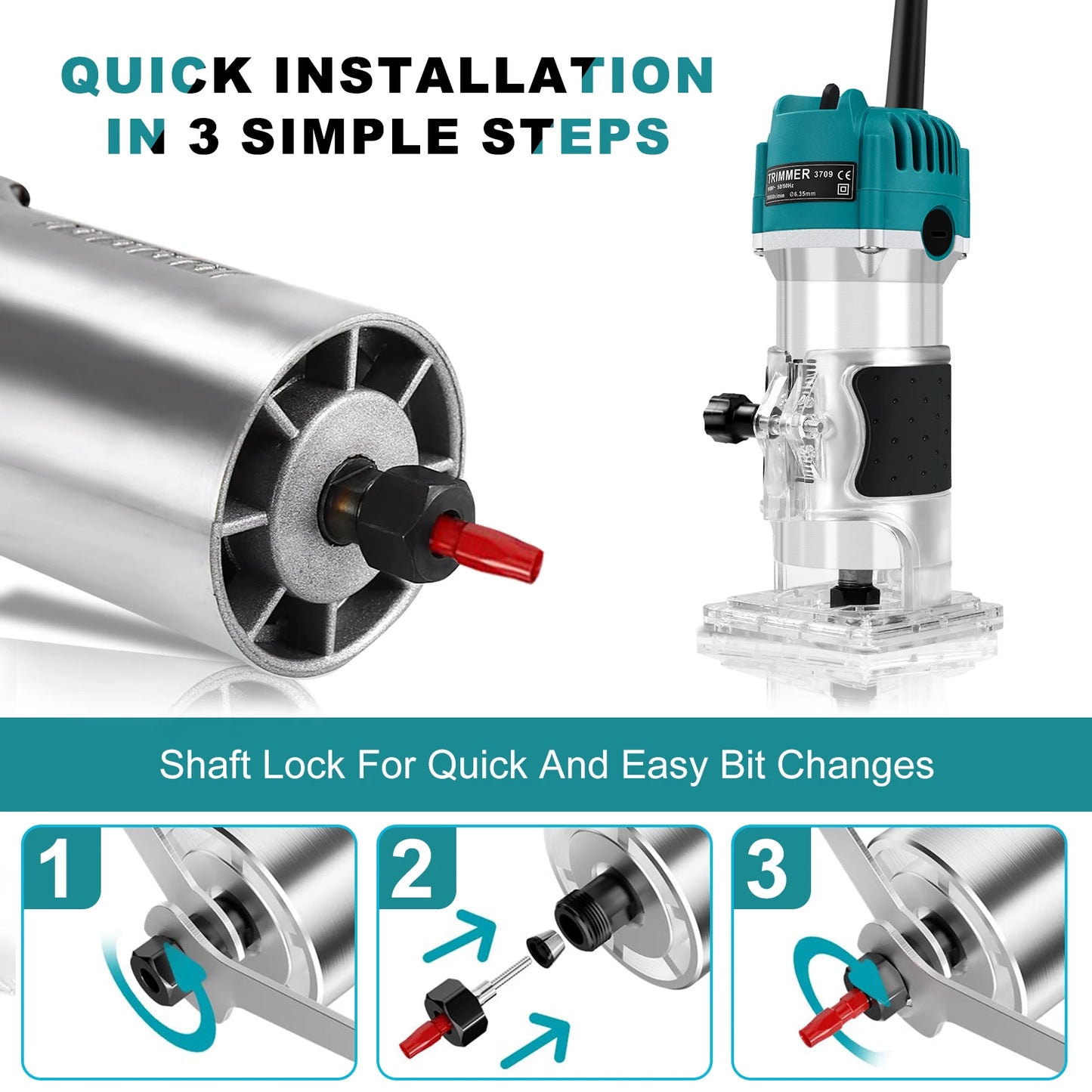 Hign-concerned Electric Trimmer Wood Router Engraving Milling Machine US 110V