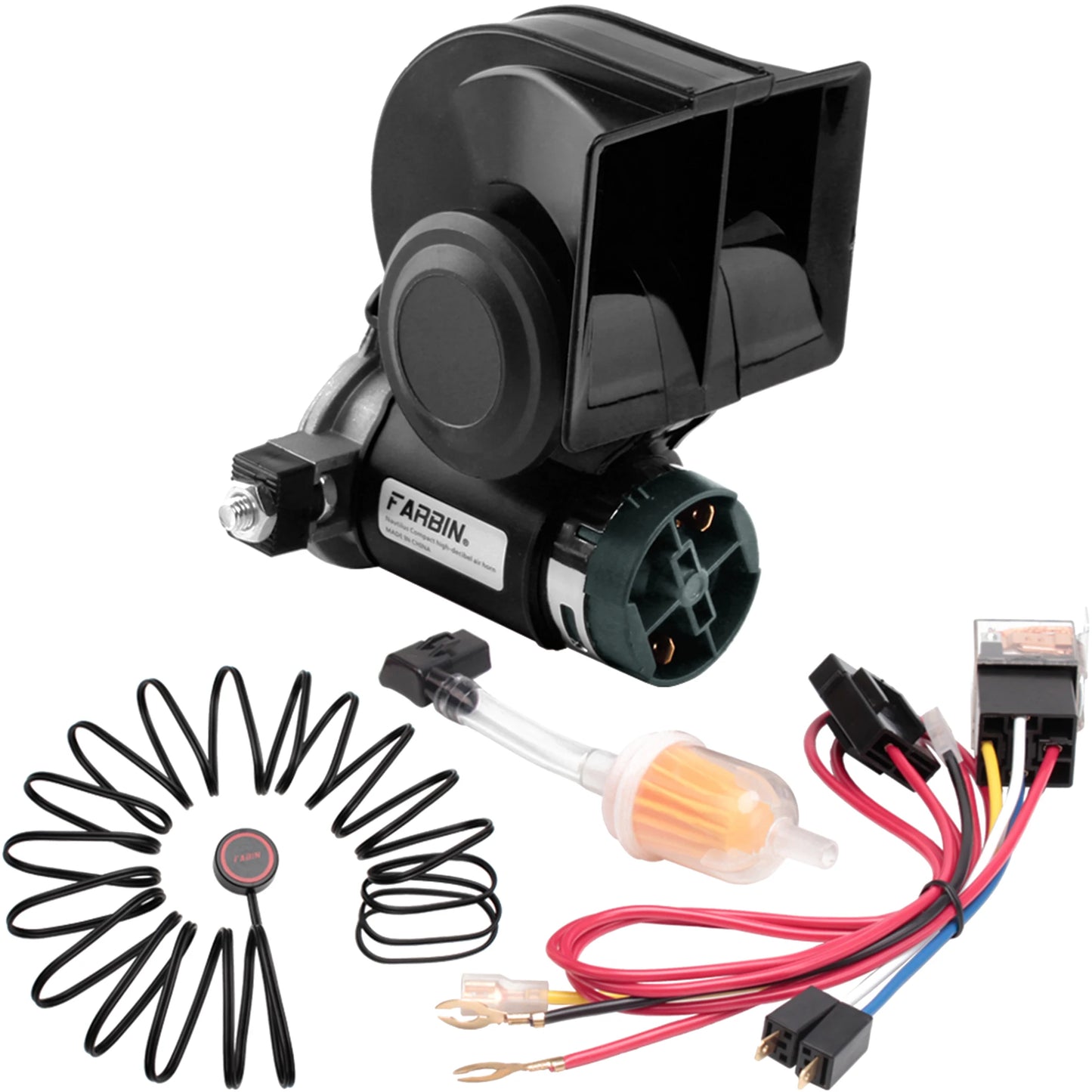 FARBIN Snail Air Horn With Compressor 12V 150dB Dual Tone