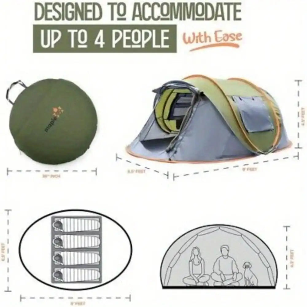 Building Camping Tent Easy Pop Up Two Doors UPF50 Waterproof