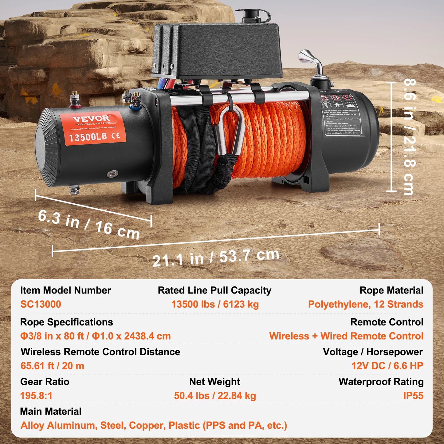 SucceBuy 13500lbs Electric Winch For Truck Car Tow Off Road