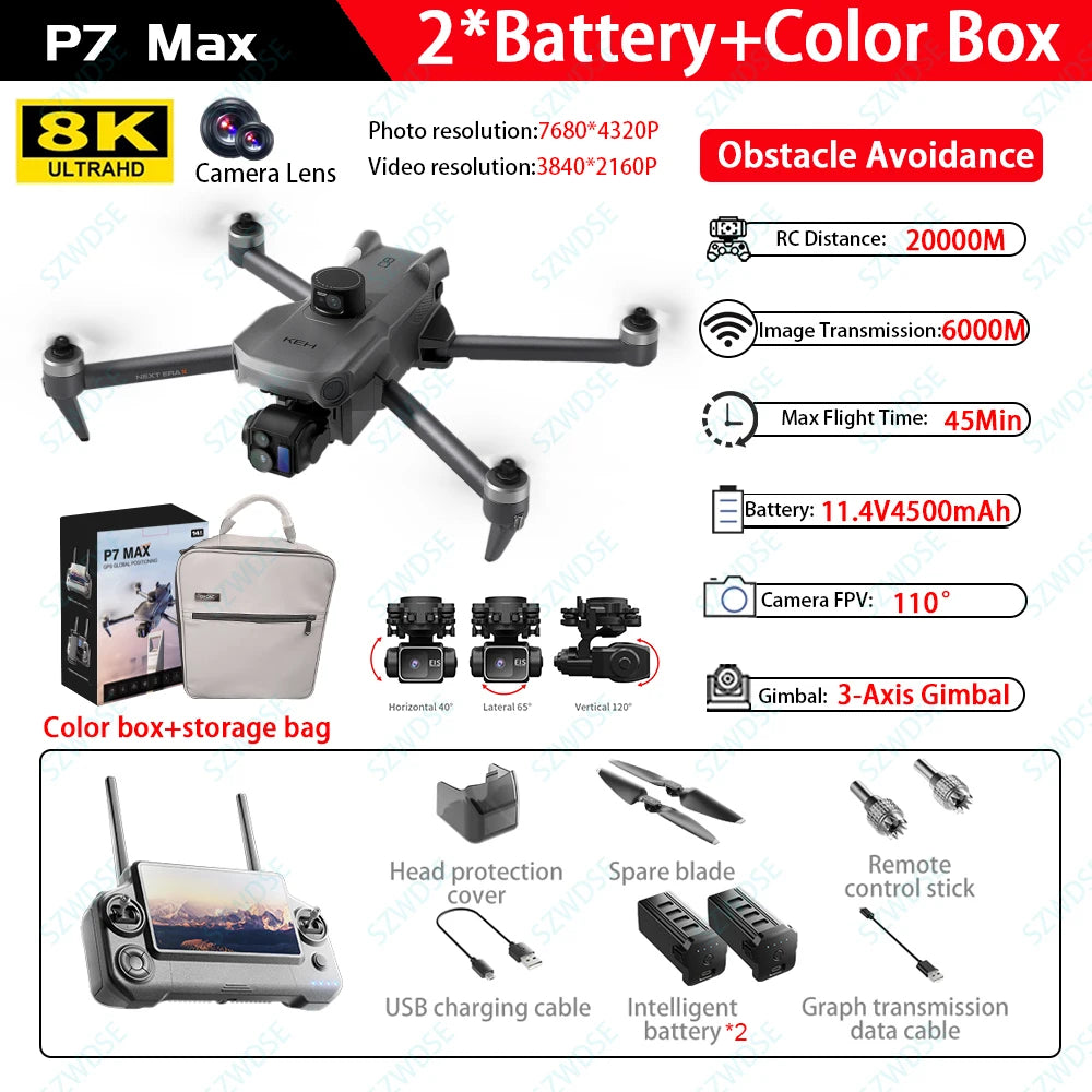 JJRCC P7 MAX GPS Drone 8K With Screen Remote Control