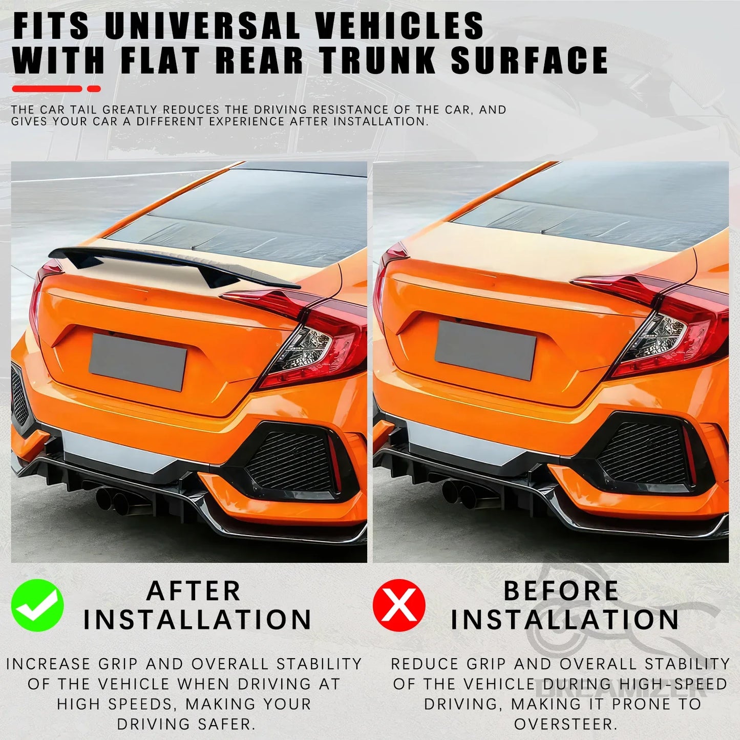 Universal GT Style Aluminum Rear Spoiler for Cars
