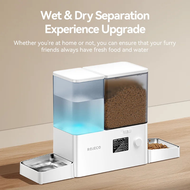 ROJECO 2in1 Automatic Pet Feeder and Water Dispenser