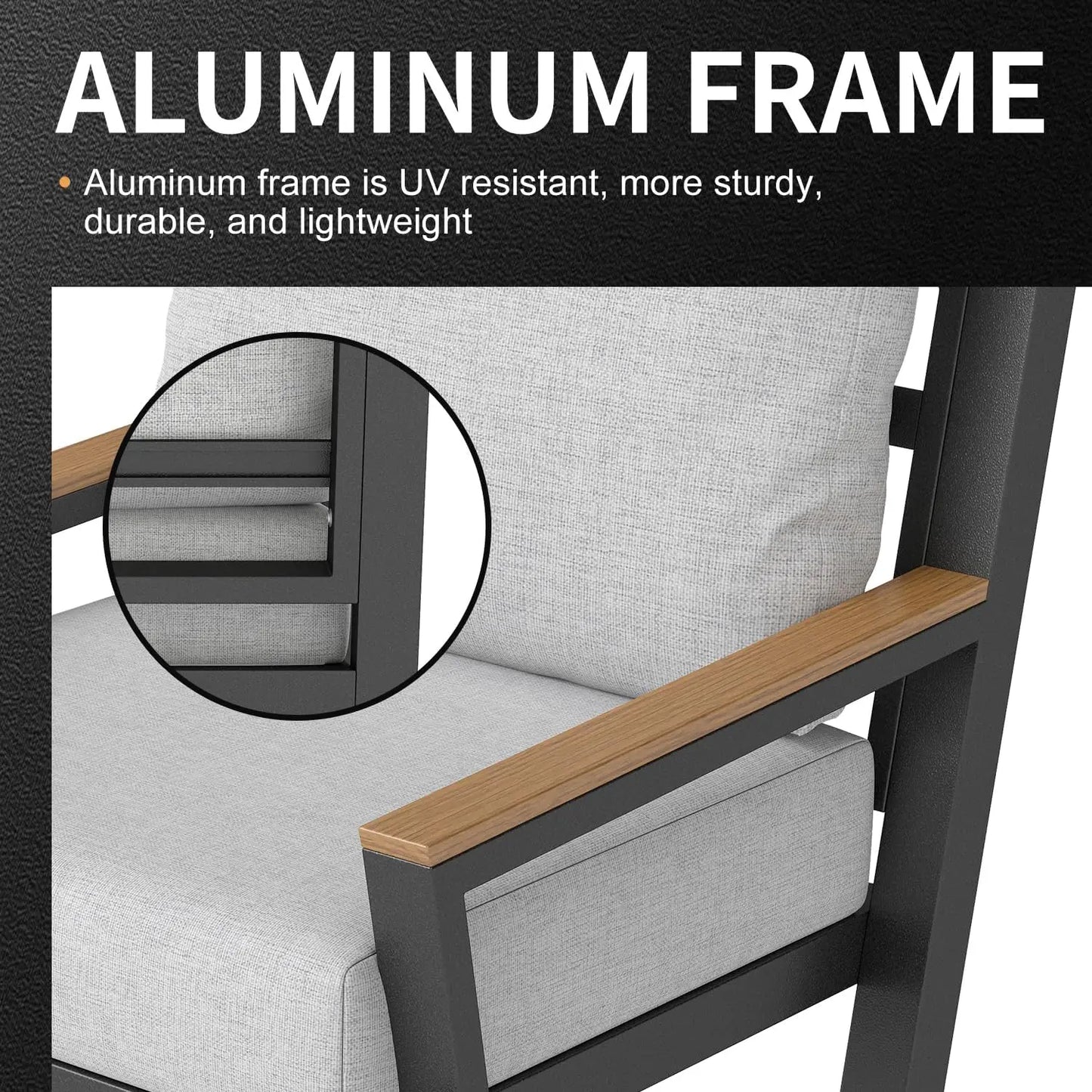 XMSJ Aluminum Outdoor Patio Furniture Set Modern Sectional Sofa Table