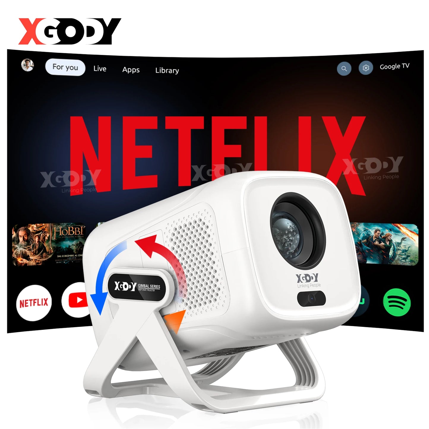 XGODY Android Projector 13 Netflix FHD Beamer Auto Focus