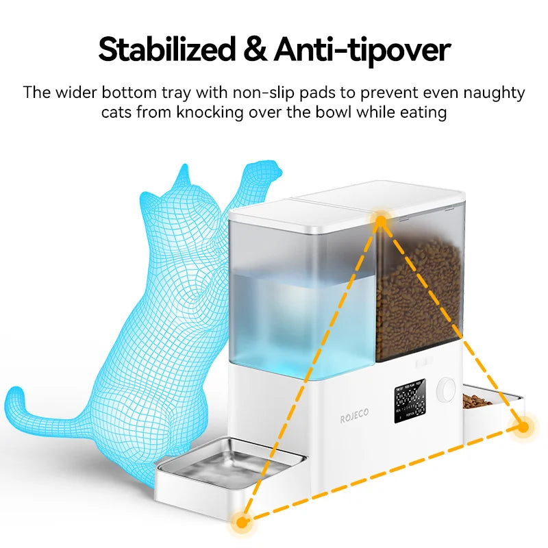 ROJECO 2in1 Automatic Pet Feeder and Water Dispenser