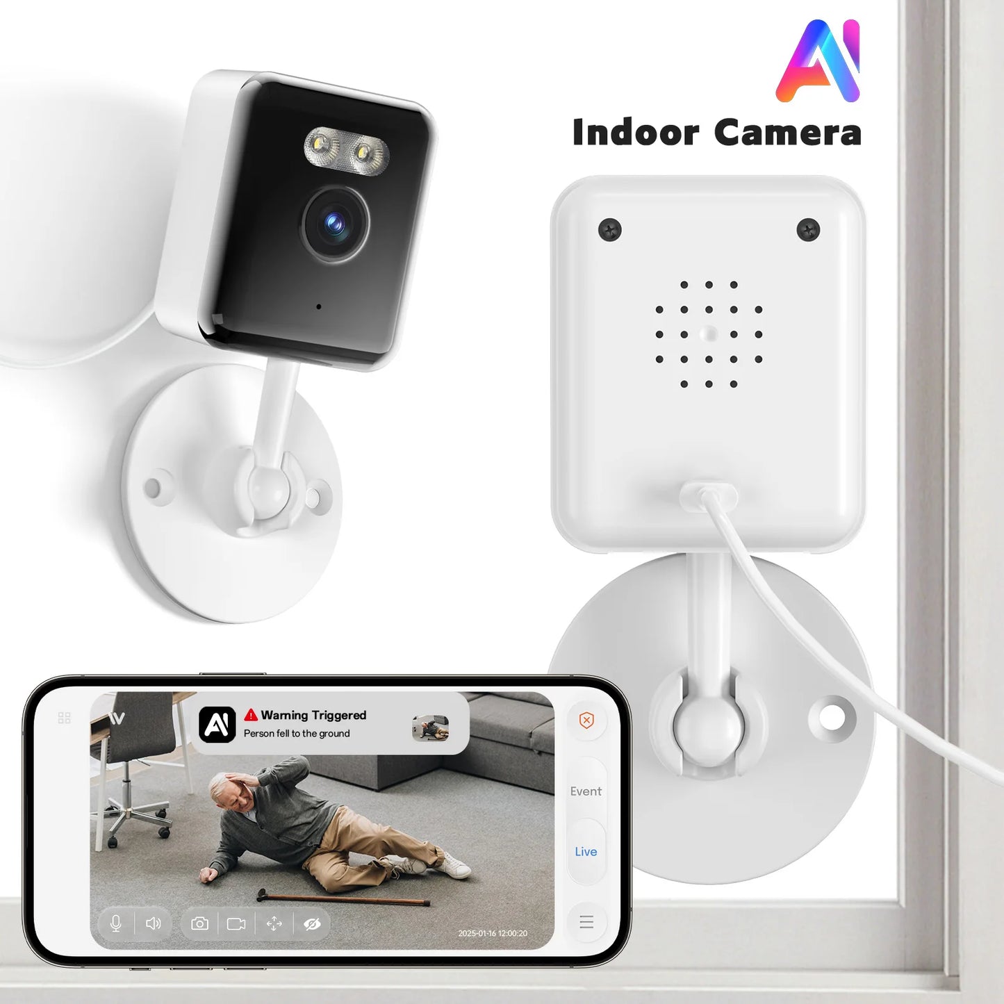 WESECUU 4MP WiFi Cube Camera Outdoor IP Surveillance Security Baby Monitor