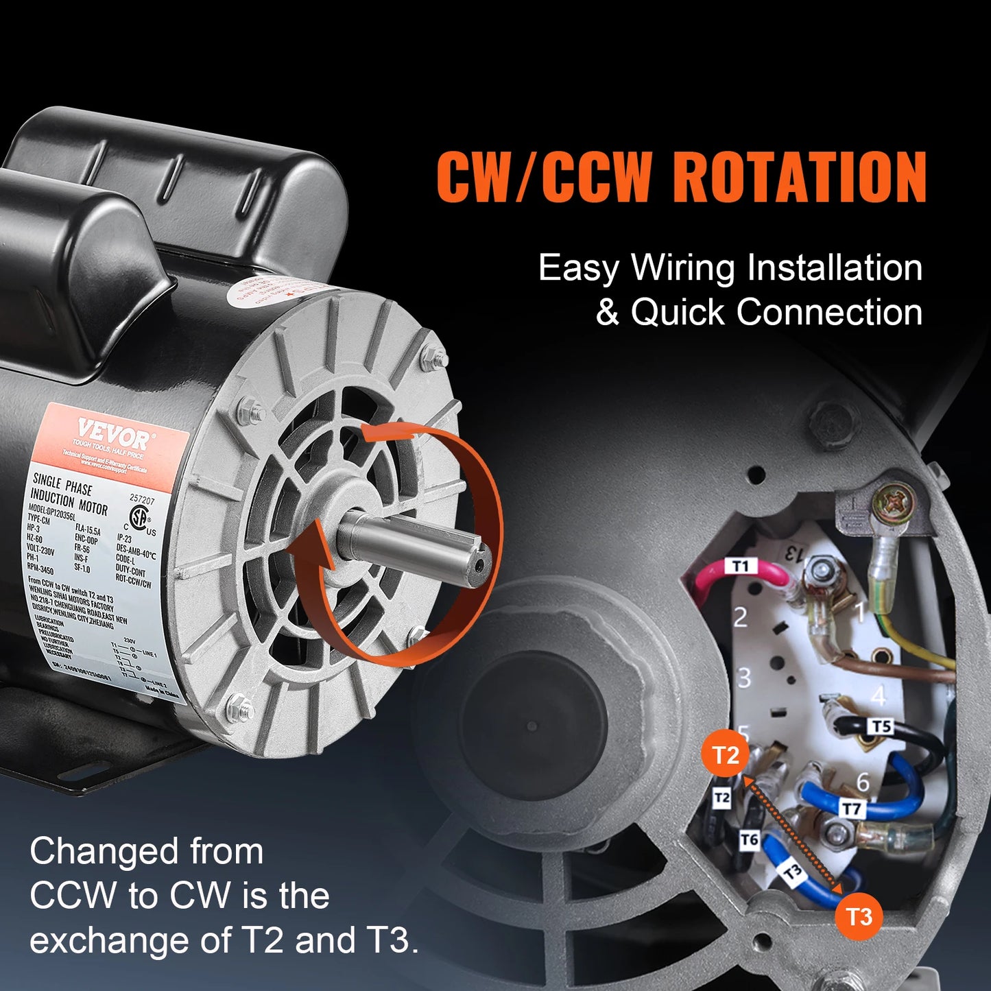 SucceBuy Air Compressor Motor 230V Single Phase 3450RPM
