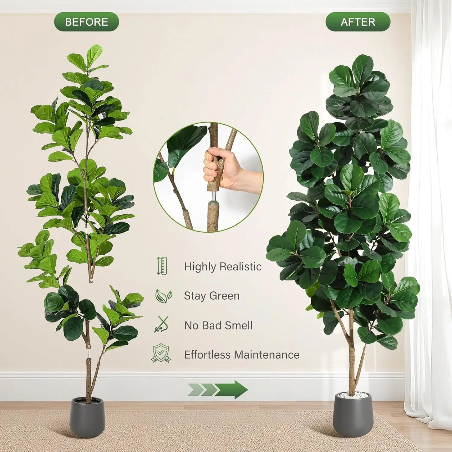Fiddle Leaf Fig Tree Artificial in Planter