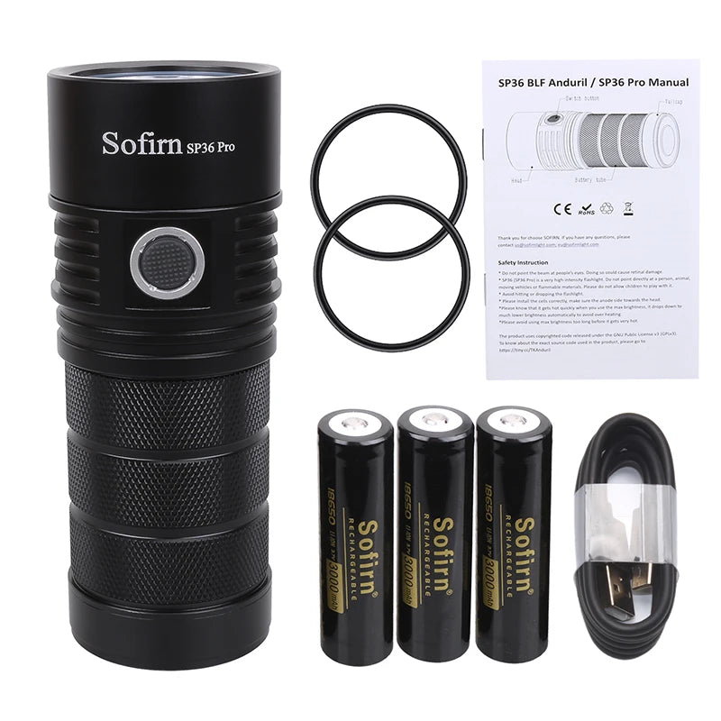 Sofirn SP36 Pro 8000LM LED Flashlight USB C Rechargeable