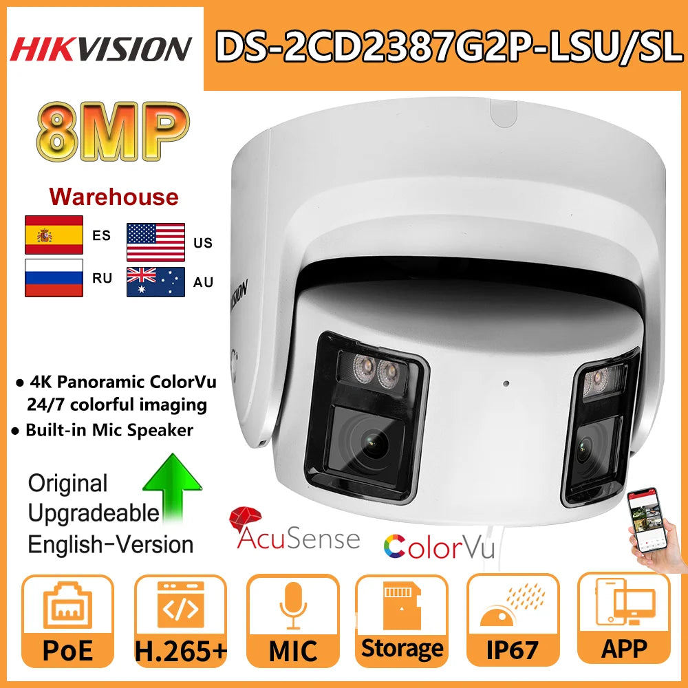 Hikvision 8MP 4K Panoramic ColorVu Turret IP Camera DS-2CD2387G2P-LSU/SL
