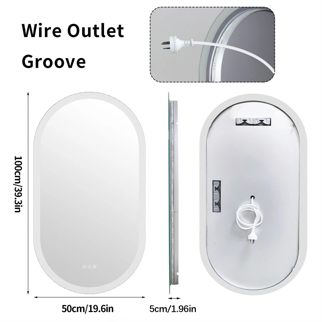 BORWART Oval LED Bathroom Mirror With Anti Fog Dimmable Lighting