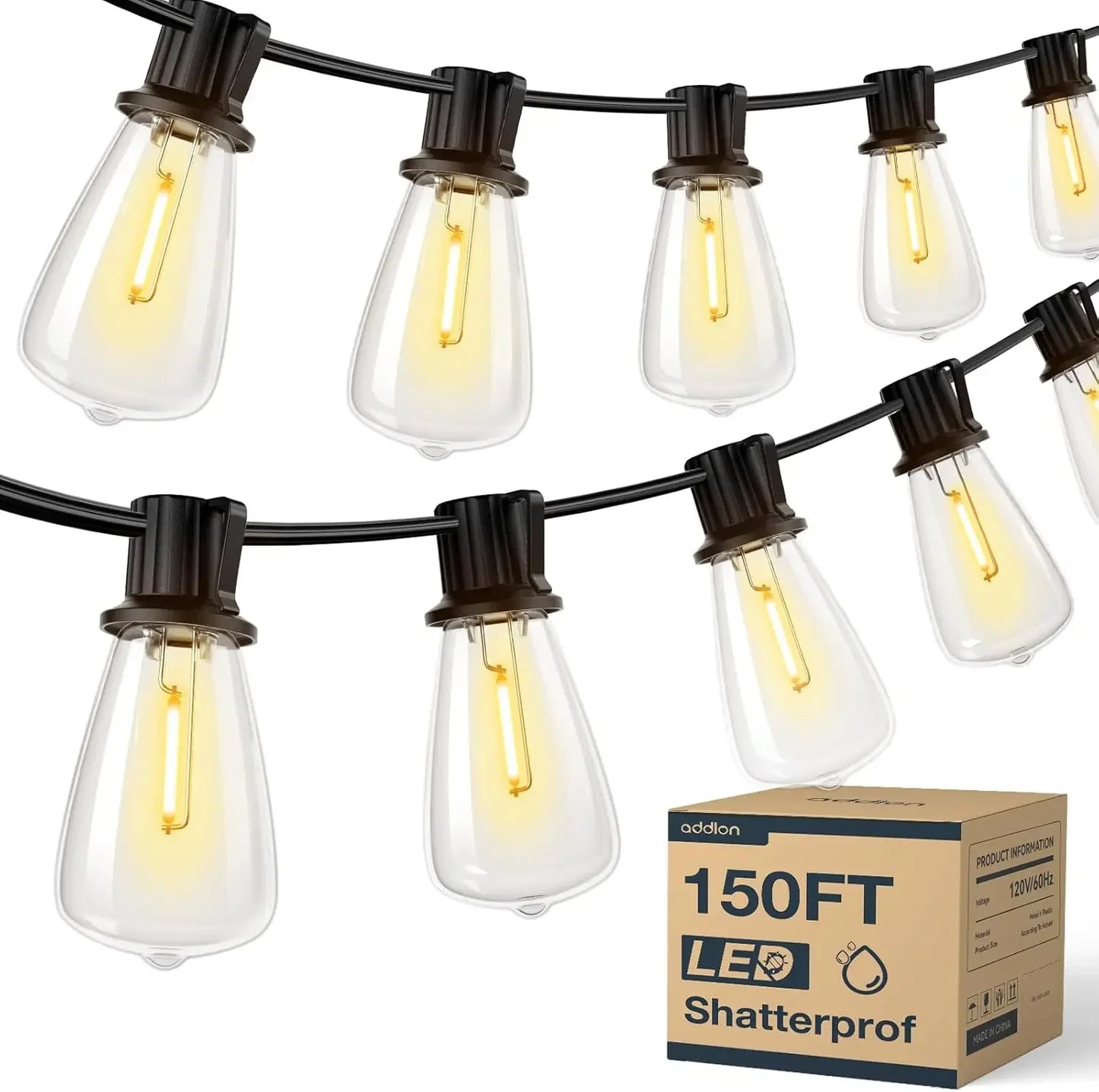 MIMIRGBC LED Outdoor String Lights With Dimmable Bulbs