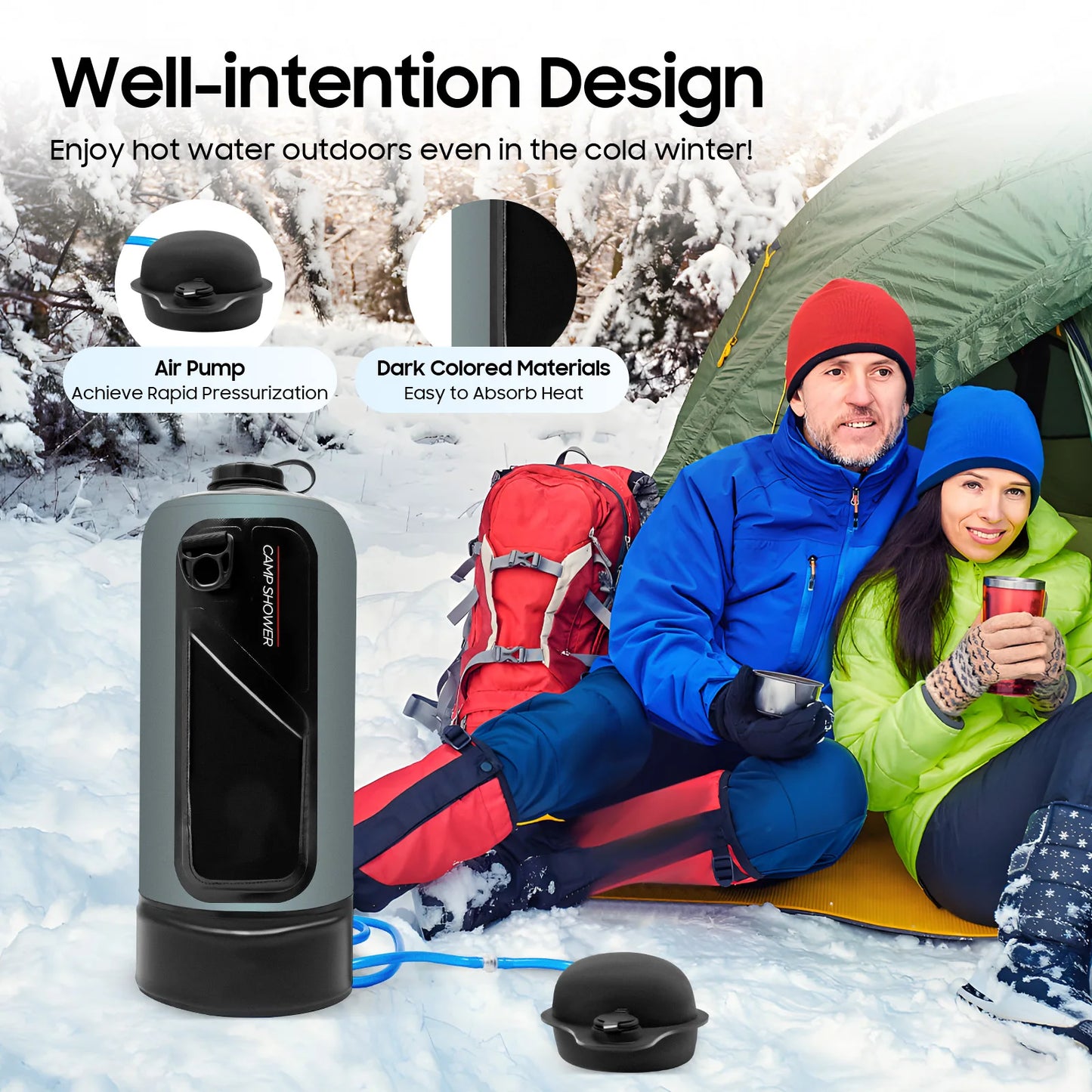 Electric Camping Shower Bag With Auto Pump And Removable Hose
