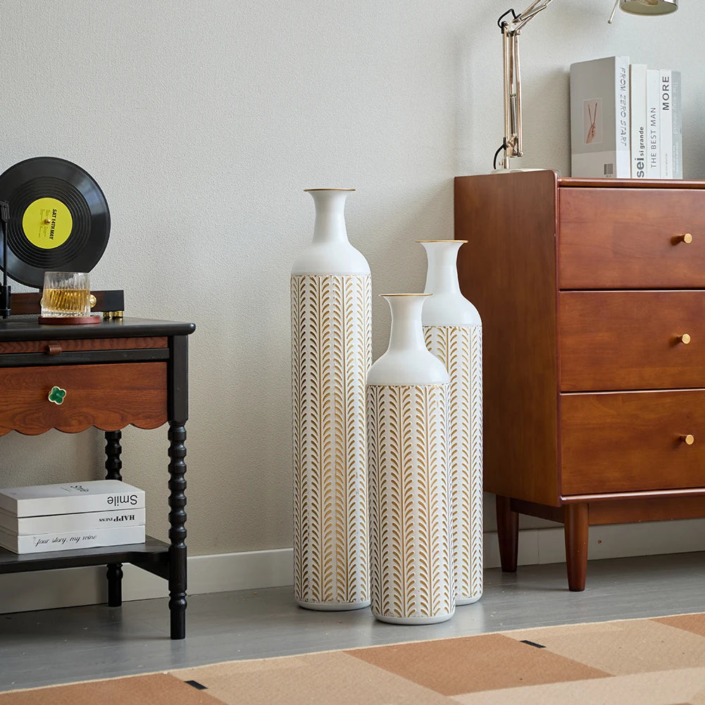 TWISTER.CK Floor Metal Vase Set Modern Drop-Shaped Standing Vases