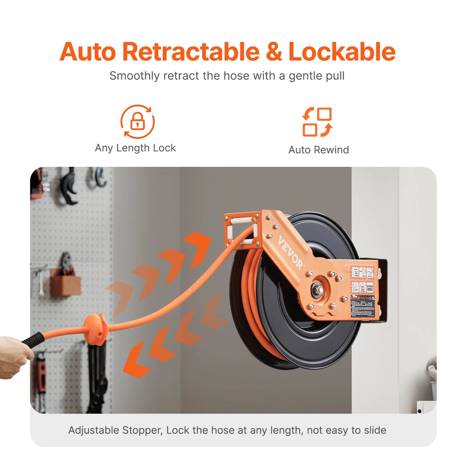 VEVOR Retractable Air Hose Reel Auto Rewind Wall Ceiling Mount