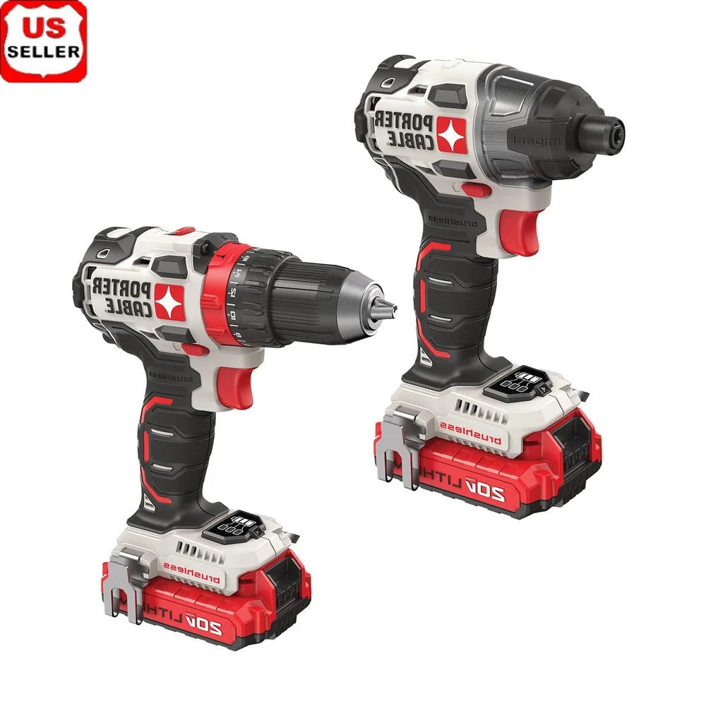 XMSJDIY 20V Max Cordless Drill and Impact Driver Combo Kit