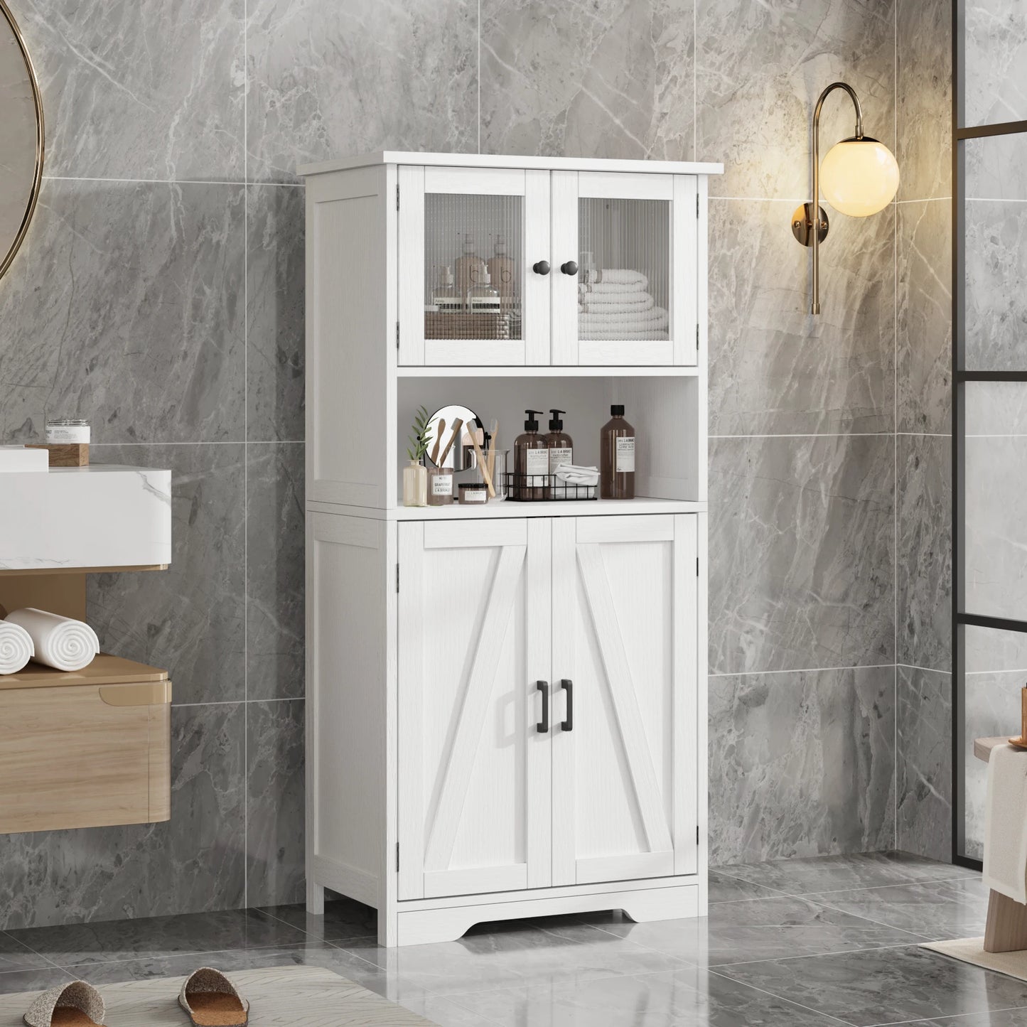 HobbyLane Free Standing Kitchen Pantry Cupboard 4 Doors