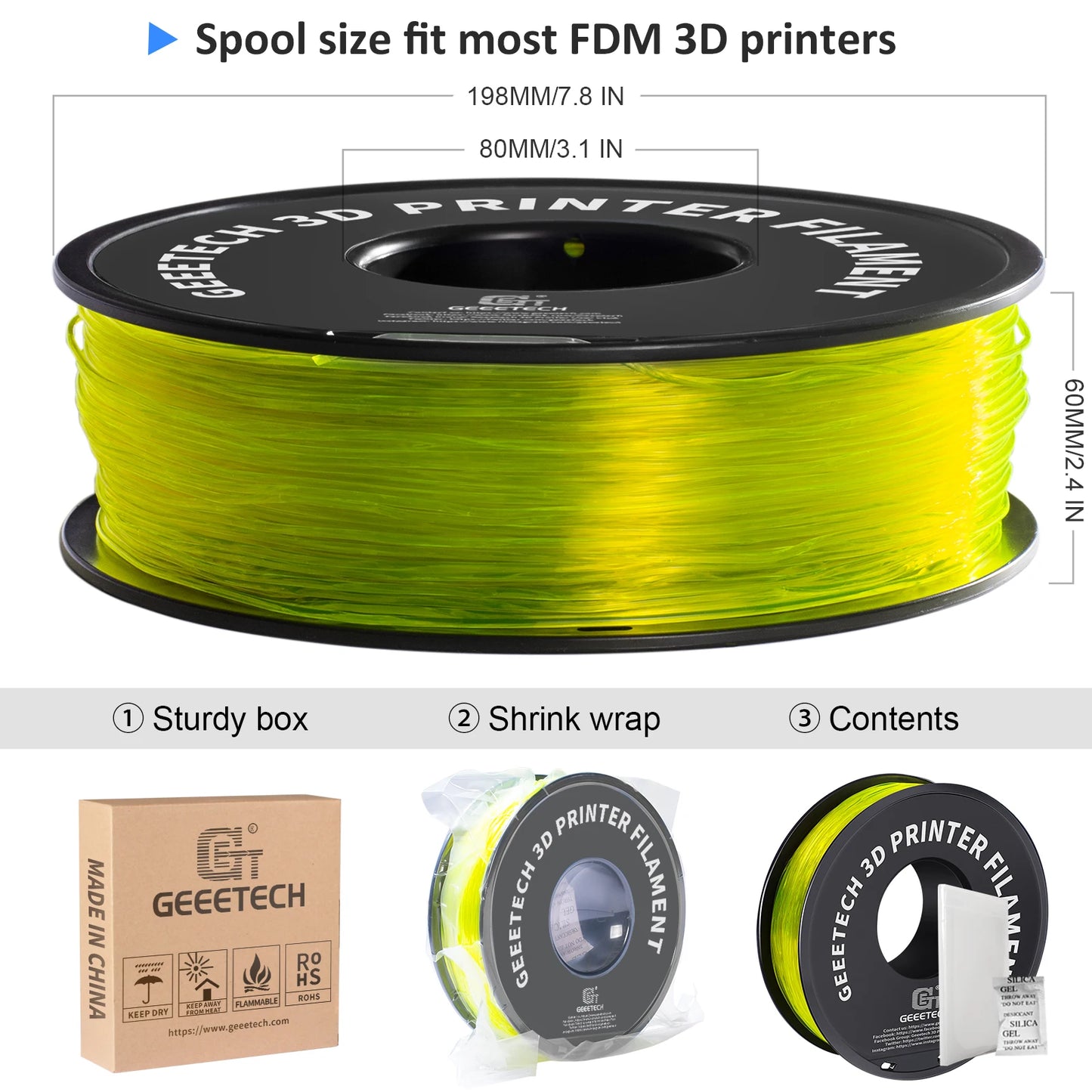 GEEETECH TPU Filament Flexible Material for 3D Printers
