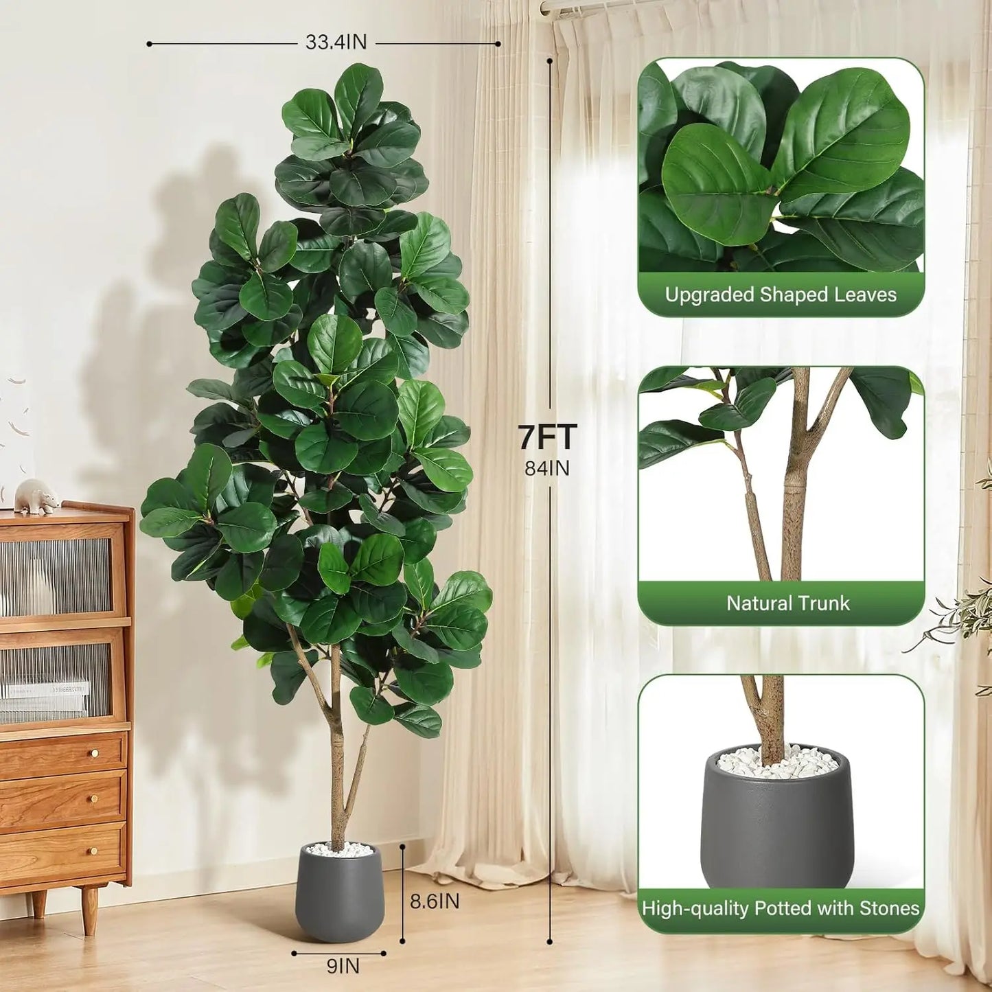 Fiddle Leaf Fig Tree Artificial in Planter