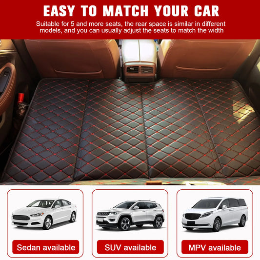 MOJOYCEF Car Mattress PU Leather Back Seat Travel Bed
