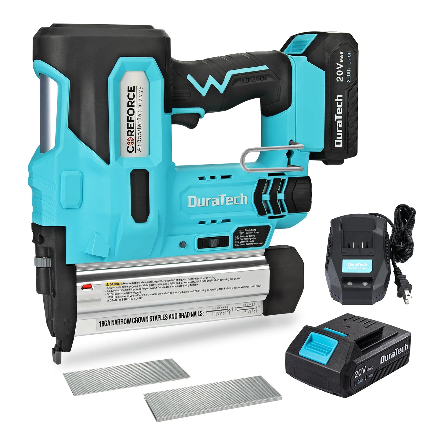 DURATECH 20V 2-in-1 Cordless Staple Gun for Upholstery and Carpentry