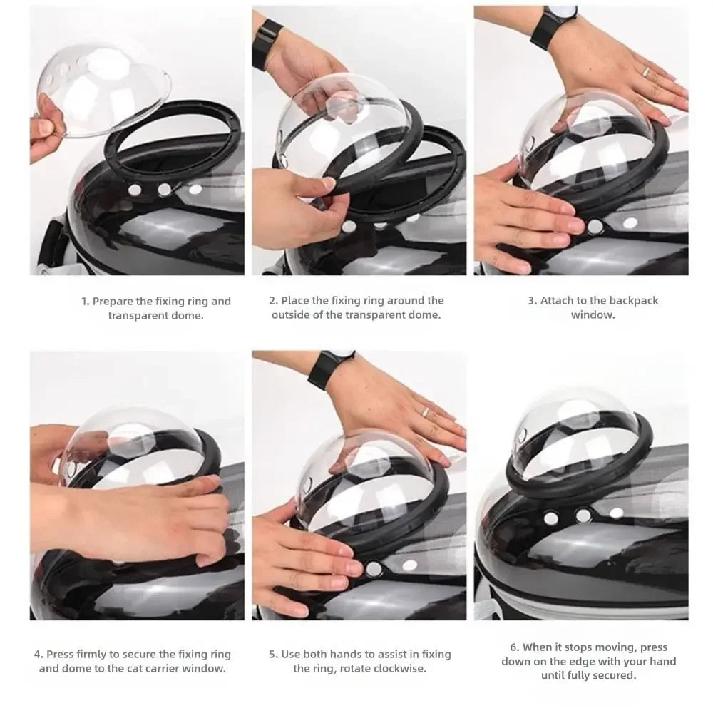Breathable Transparent Cat Carrier Backpack Dome For Pets