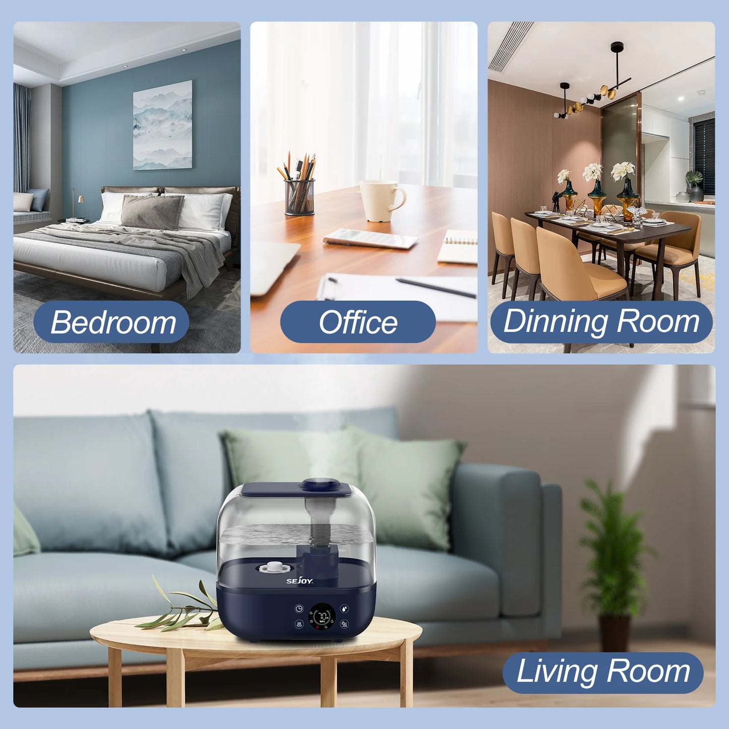 Sejoy Cool Mist Ultrasonic Humidifier for Home and Office