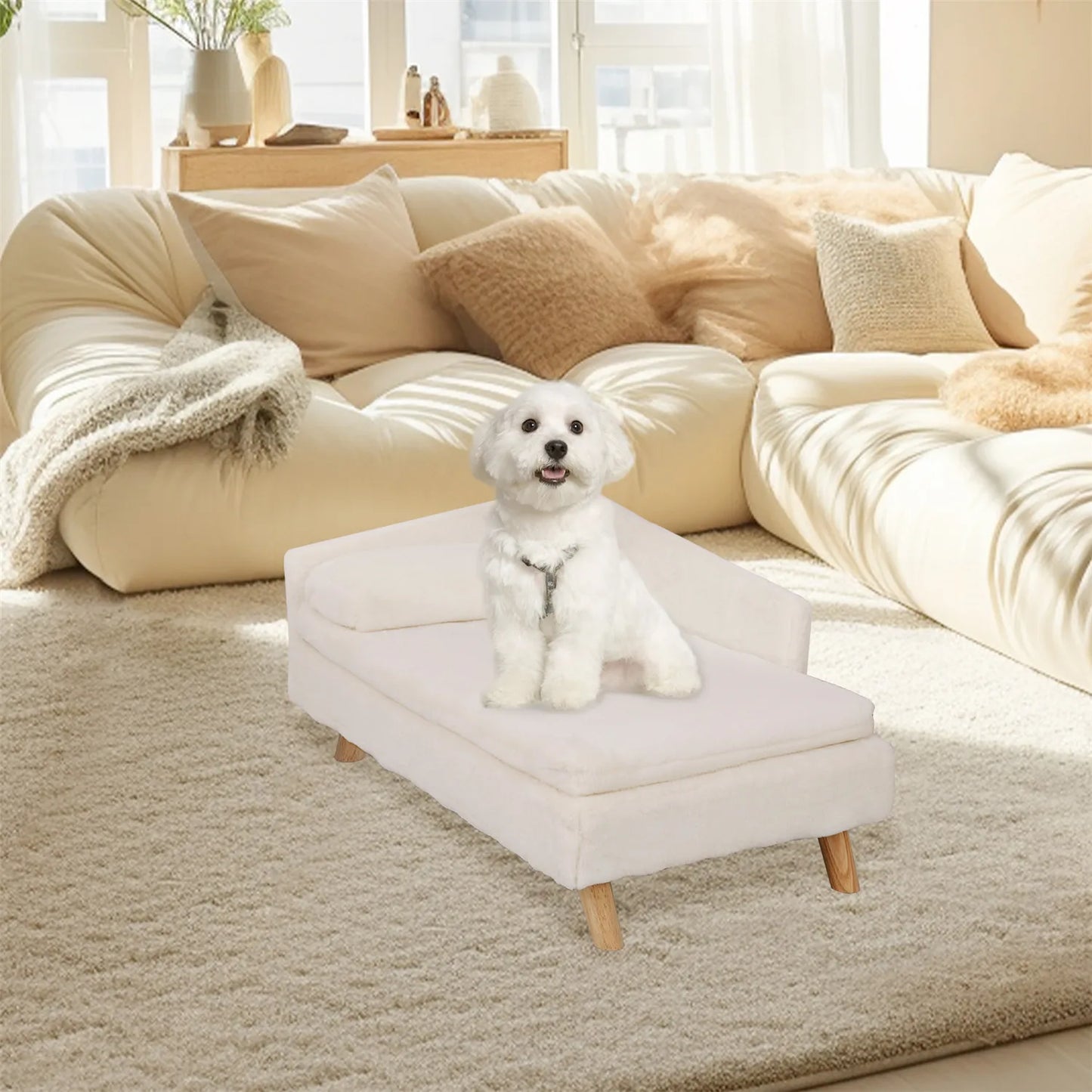 BINGOPAWCN Elevated Pet Bed With Waterproof Pad And Wood Legs