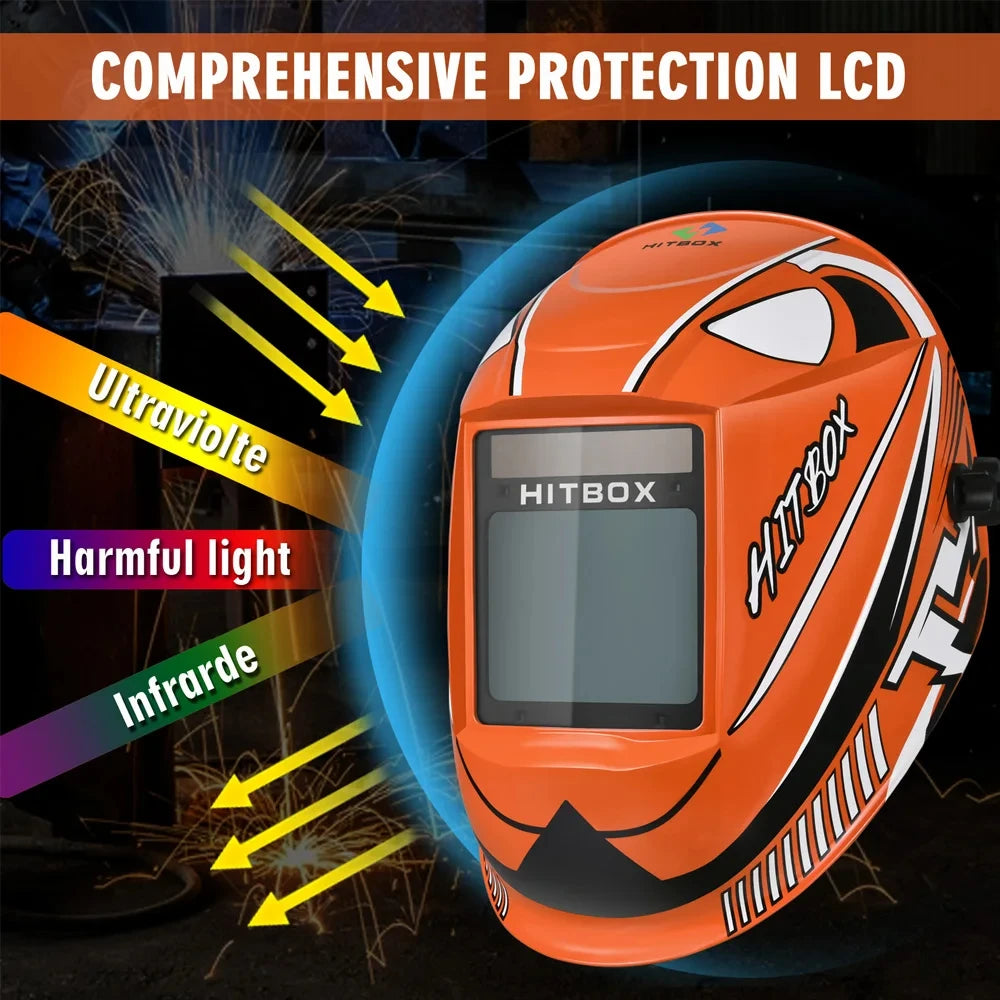 HITBOX HB555 Auto Darkening Welding Helmet Solar Battery Powered