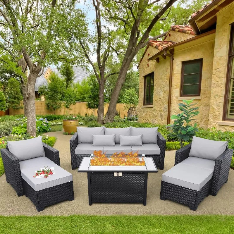 6-Piece Patio Set With 60,000 BTU Propane Fire Pit Table