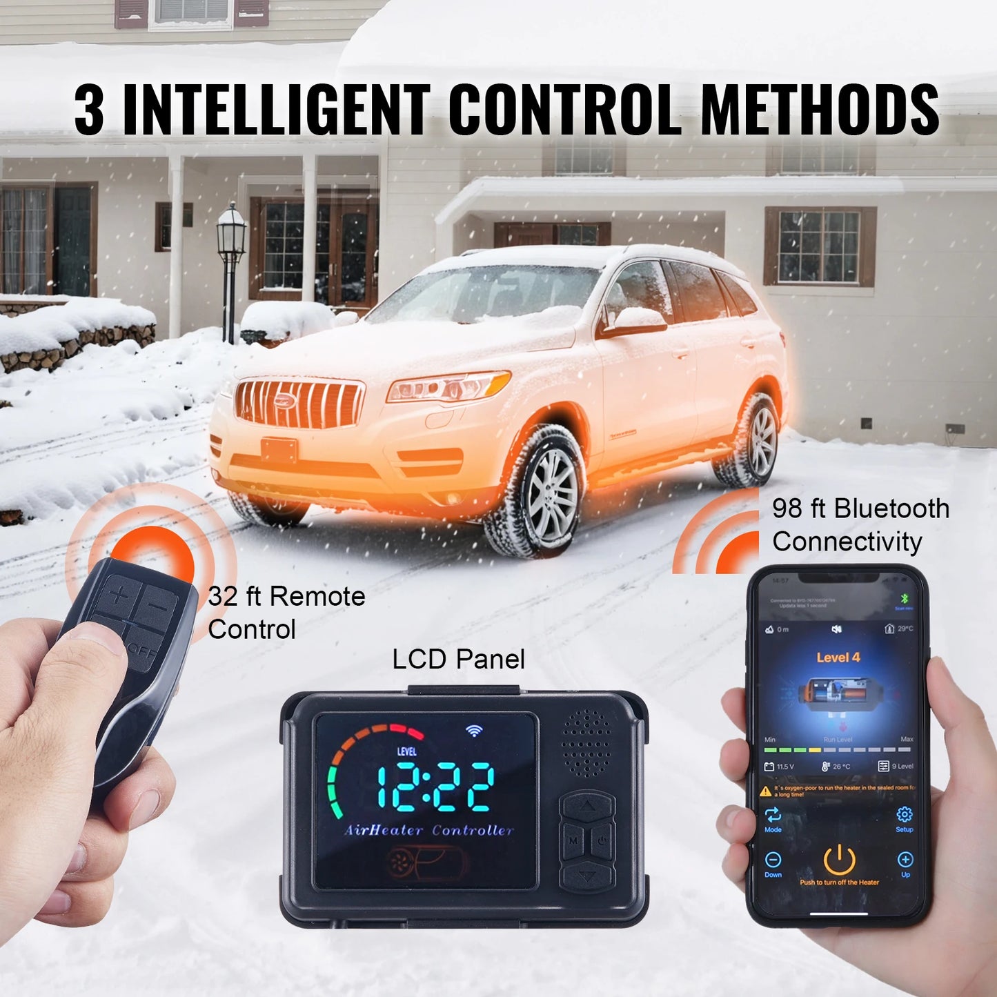 SucceBuy 8KW Diesel Air Heater Bluetooth LCD Portable Parking Heater