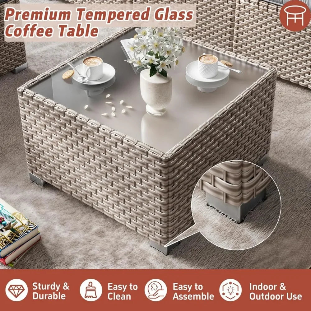 Outdoor Wicker Patio Sectional Sofa Set