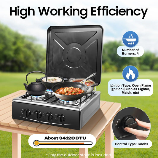 Portable Camp Natural Gas Stove With Independent 4/5 Burners