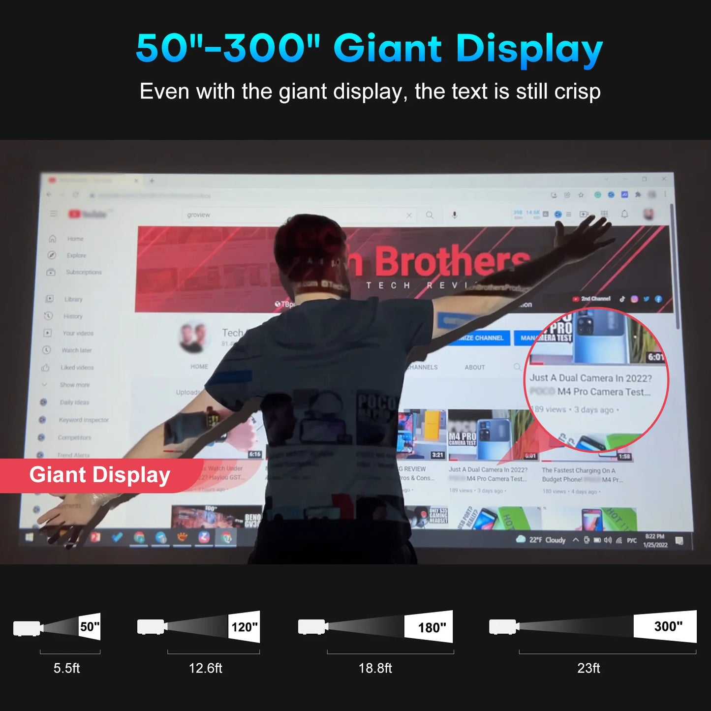 Groview 1080P Projector With WiFi Bluetooth 490 ANSI