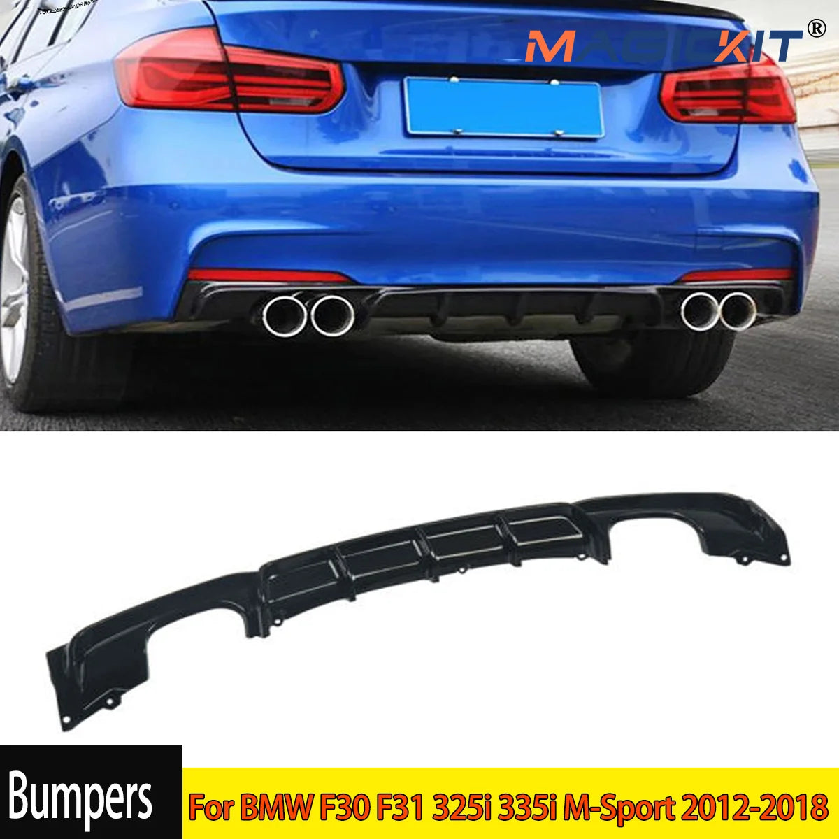 MagicKit M Performance Rear Diffuser Splitter for BMW 3 Series