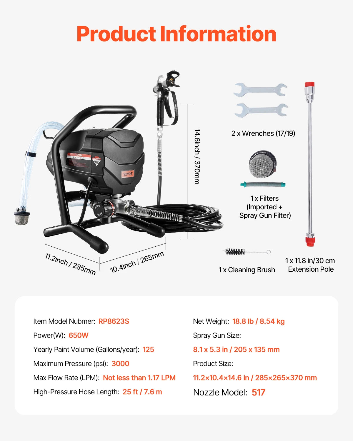 SucceBuy Stand Airless Paint Sprayer 650W 3000 PSI Electric Sprayer