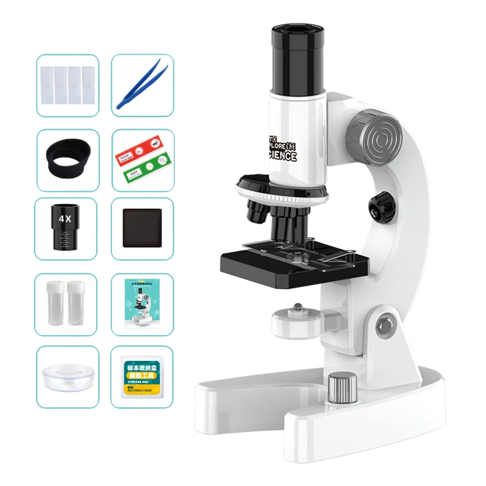ALLOYSEED Biological Microscope With Slides Set For School Lab Homeschool