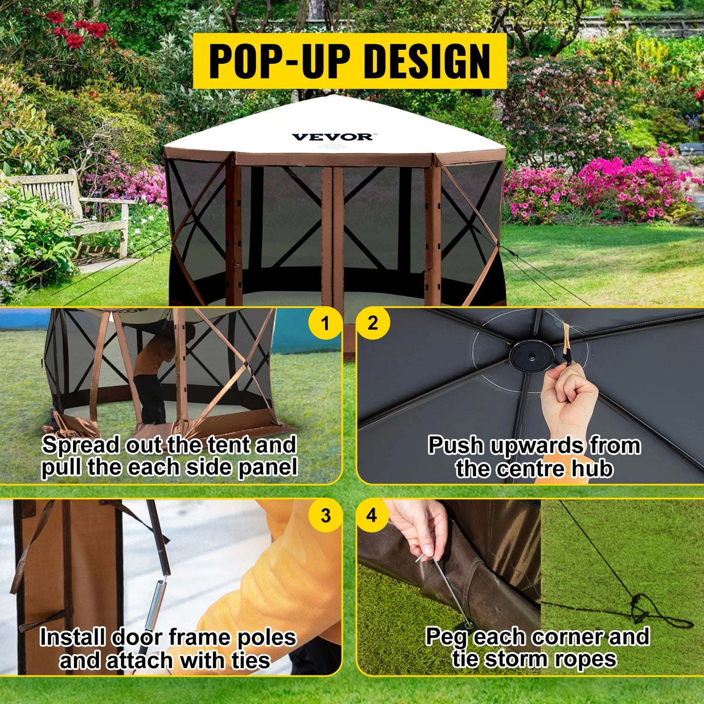 SucceBuy Pop Up Camping Gazebo Shelter Canopy For Outdoors