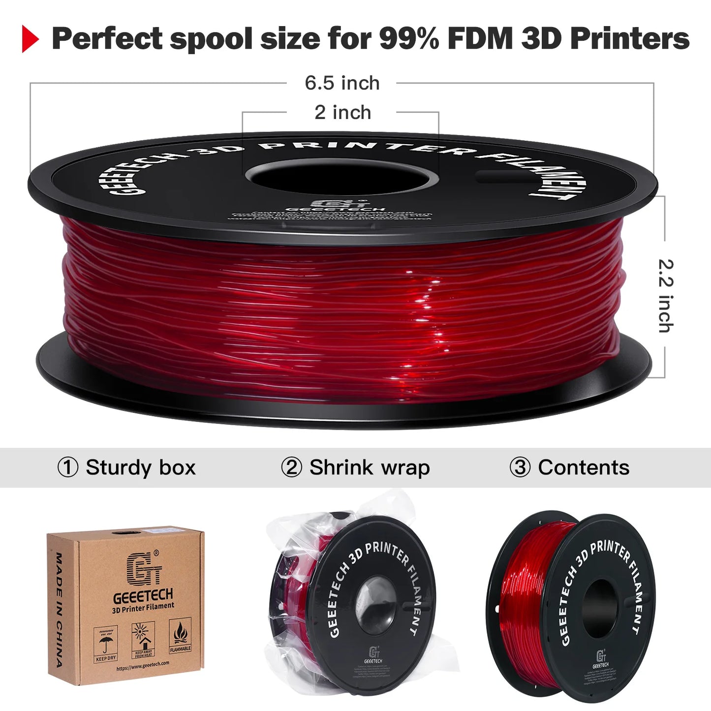 GEEETECH TPU Filament Flexible Material for 3D Printers