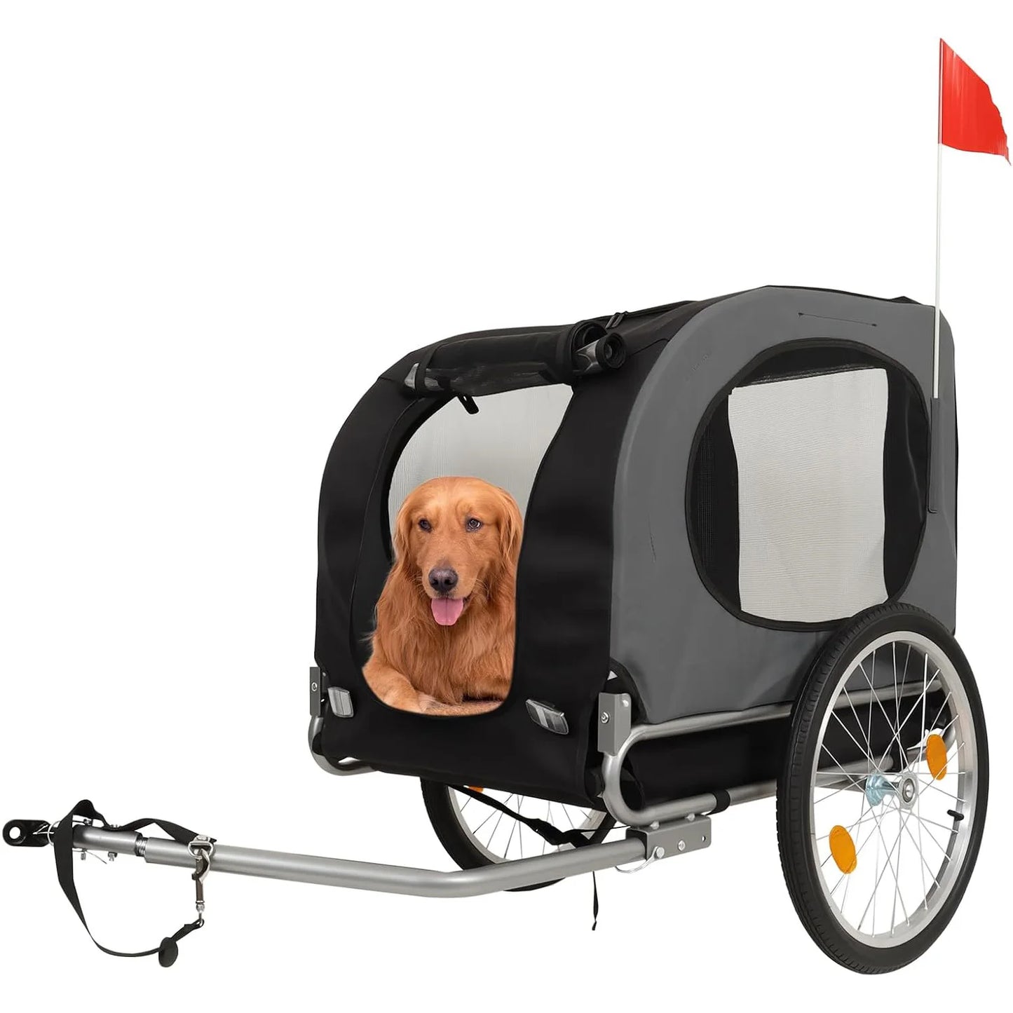 HiMISS Steel Dog Bike Trailer With Folding Universal Coupler